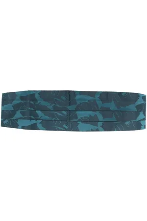 Saint Laurent 1990s abstract print silk smoking belt