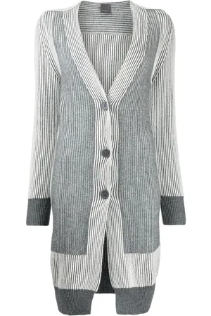 LORENA ANTONIAZZI Colour-block ribbed-knit cardi-coat