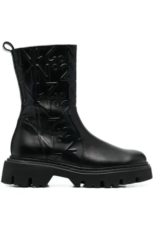 Nº21 Logo-embossed combat ankle boots