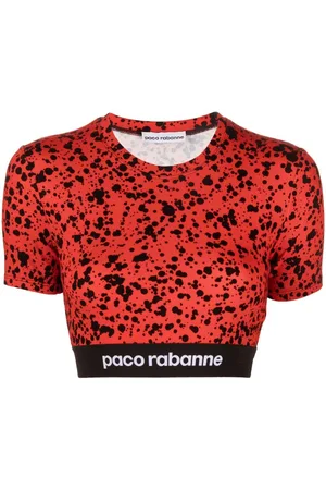 Paco rabanne Paint-splatter print jersey crop top