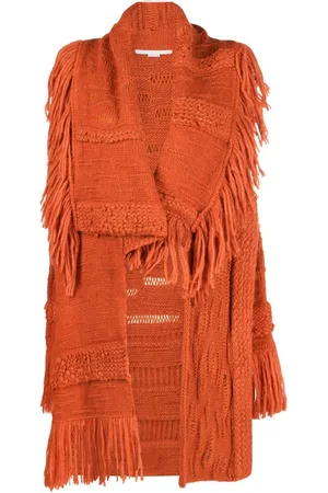 Stella McCartney Asymmetric fringed cardi-coat