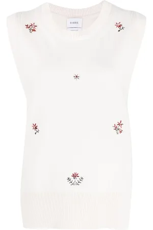 Barrie Floral embroidered cashmere top