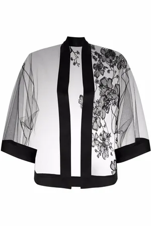 CARINE GILSON Floral embroidered tulle robe