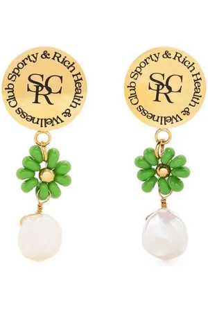 Sporty & Rich Pearl resin drop earrings