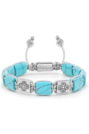 Nialaya Engraved-charm beaded bracelet