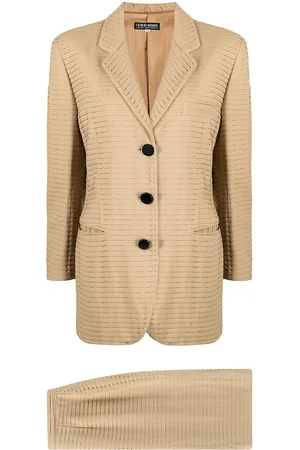 Giorgio Armani 1990s ribbed skirt suit