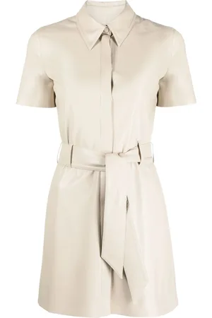 Nanushka Faux-leather belted shirt dress