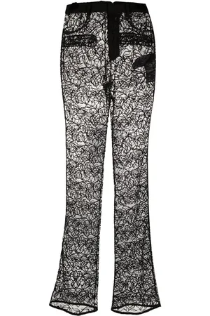 Saint Laurent Straight-leg floral lace trousers