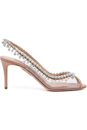 Aquazzura Temptation Crystal 75mm slingback pumps