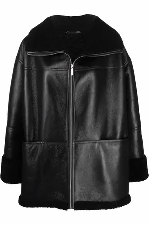Totême Shearling-trim leather jacket