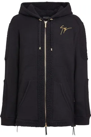 Giuseppe Zanotti Zip-front shearling-trim hoodie