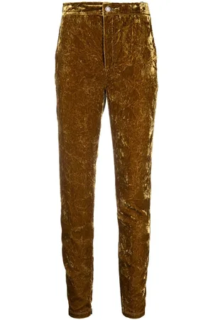 Saint Laurent Velvet-effect slim-cut trousers