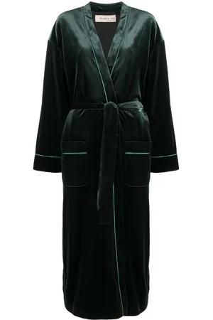 BLANCA Velvet-effect tied-waist coat