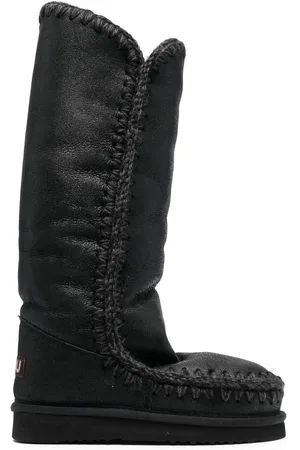 Mou Whipstitch-trim shearling-lined boots