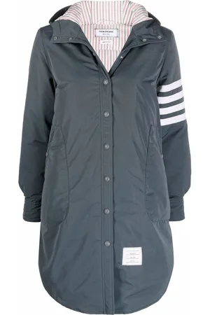 Thom Browne 4-Bar hooded curved-hem raincoat