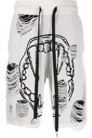 HACULLA Intarsia-knit distressed bermuda shorts