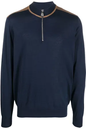 BILLIONAIRE Zip collar silk-cotton jumper