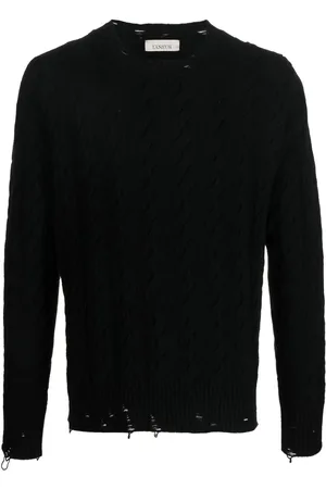 LANEUS Cable-knit crew neck sweater