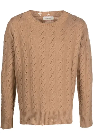 LANEUS Cable-knit crew neck sweater