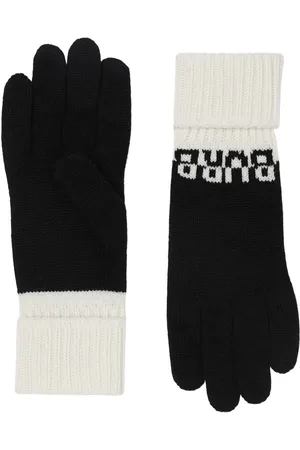 Burberry Logo Intarsia Two-tone Cashmere Gloves