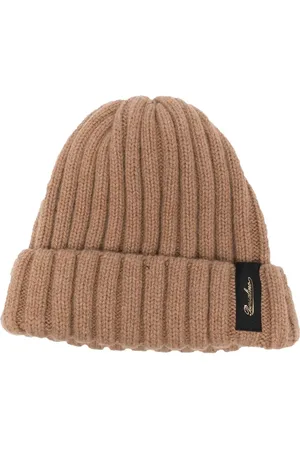 Borsalino Logo-patch ribbed cashmere beanie