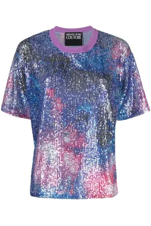 VERSACE Sequin-embellished short-sleeved T-shirt