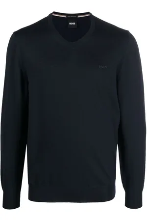 HUGO BOSS Logo-embroidered V-neck jumper