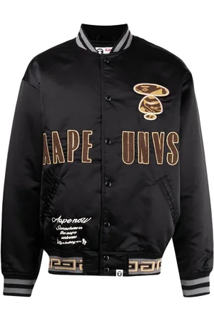 A Bathing Ape Logo-print satin bomber jacket