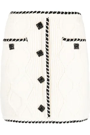 Self-Portrait Cable Knit button-embellished miniskirt