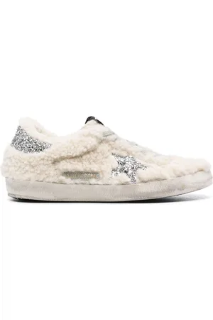 Golden Goose Shearling-panel glitter sneakers