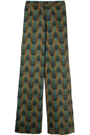 OZWALD BOATENG Geometric-print silk trousers