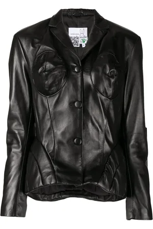 Natasha Zinko Padded cone-bust leather jacket