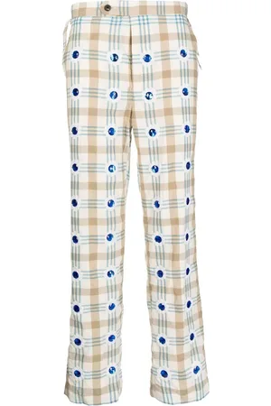 BODE Embellished checked straight-leg trousers