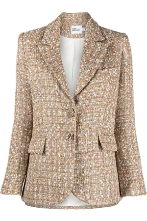 Self-Portrait Metallic checked tweed blazer