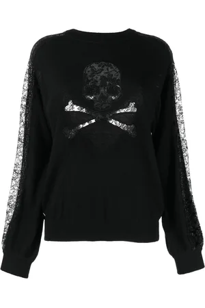 Philipp Plein Lace-panelling skull-print sweatshirt