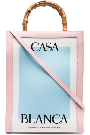 Casablanca Logo-print bamboo-handle tote bag