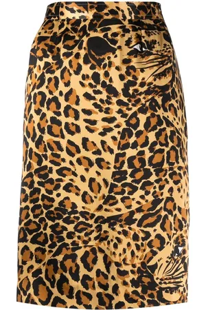 Saint Laurent Leopard-print high-waisted silk skirt
