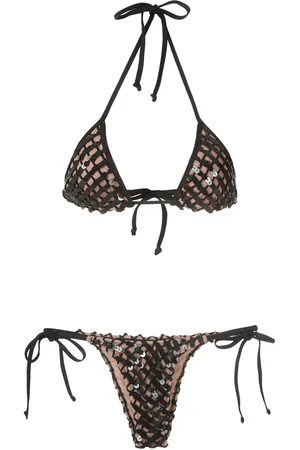 AMIR SLAMA Sequinned triangle bikini set
