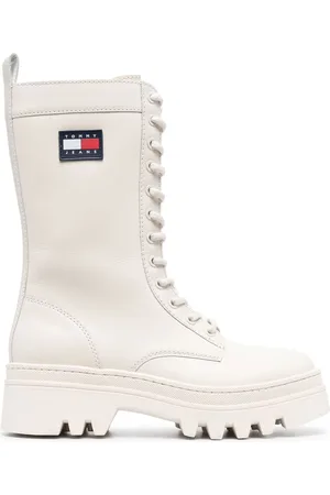 Tommy Hilfiger Twelve logo-patch leather boots