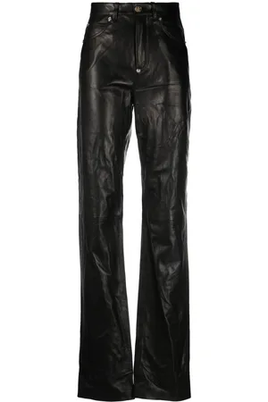 Philipp Plein Straight-leg lambskin trousers