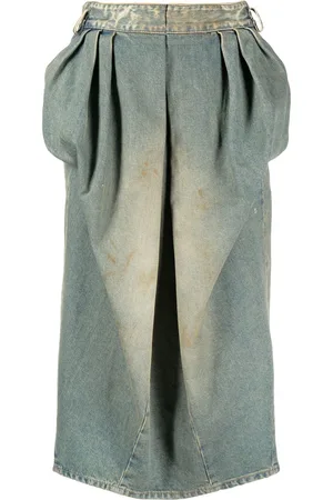 Maison Margiela Pleated denim midi skirt