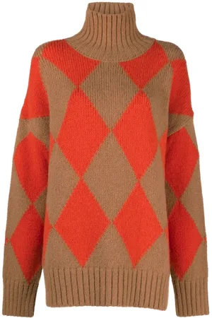 La DoubleJ Argyle high-neck jumper