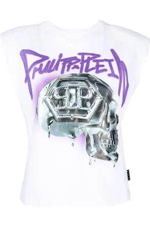 Philipp Plein Skull-print Padded-shoulder tank top