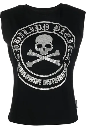 Philipp Plein Embellished-logo sleeveless T-shirt