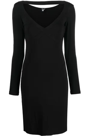 VERSACE 2000s pre-owned V-neck fitted dress
