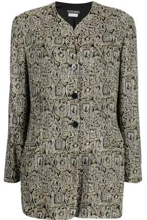 Giorgio Armani 1990s geometric print collarless jacket