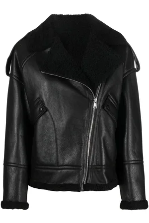 YVES SALOMON Cracked-effect biker jacket