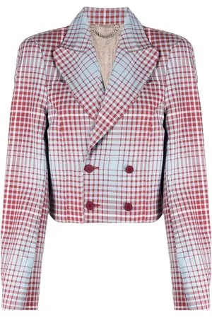 Charles Jeffrey Loverboy Forward Shoulder tartan cropped blazer