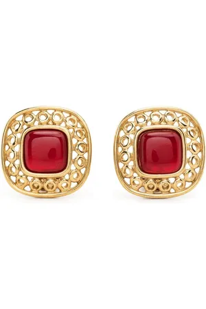 Givenchy 1980s red stones clip-on earrings