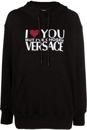 VERSACE Crystal-embellished slogan hoodie